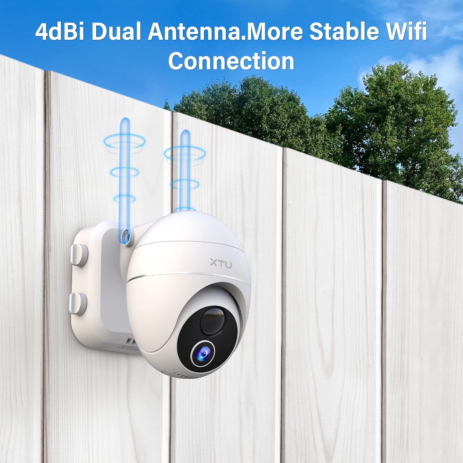 Solar Security Camera Outdoor, XTU Wireless WiFi 360° Camera Outdoor, Rechargeable Solar Powered Camera, Home Surveillance Camera with 1080P Night Vision, PIR Motion Detection, 2 Way Audio, IP66