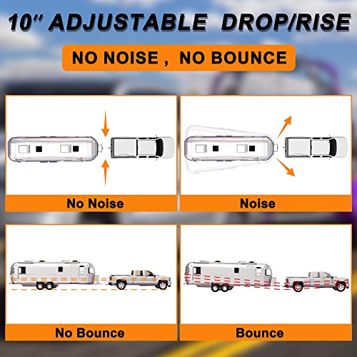VNN Adjustable Drop Hitch, Tri-Ball(1-7/8'', 2'', 2-5/16'') Hitch, Fits 2-Inch Receiver, 8 Inch Drop Trailer Hitch, 15000 LBS GTW-Truck Trailer Hitch, Heavy Duty Solid Ball Mount, Silver, VN0004