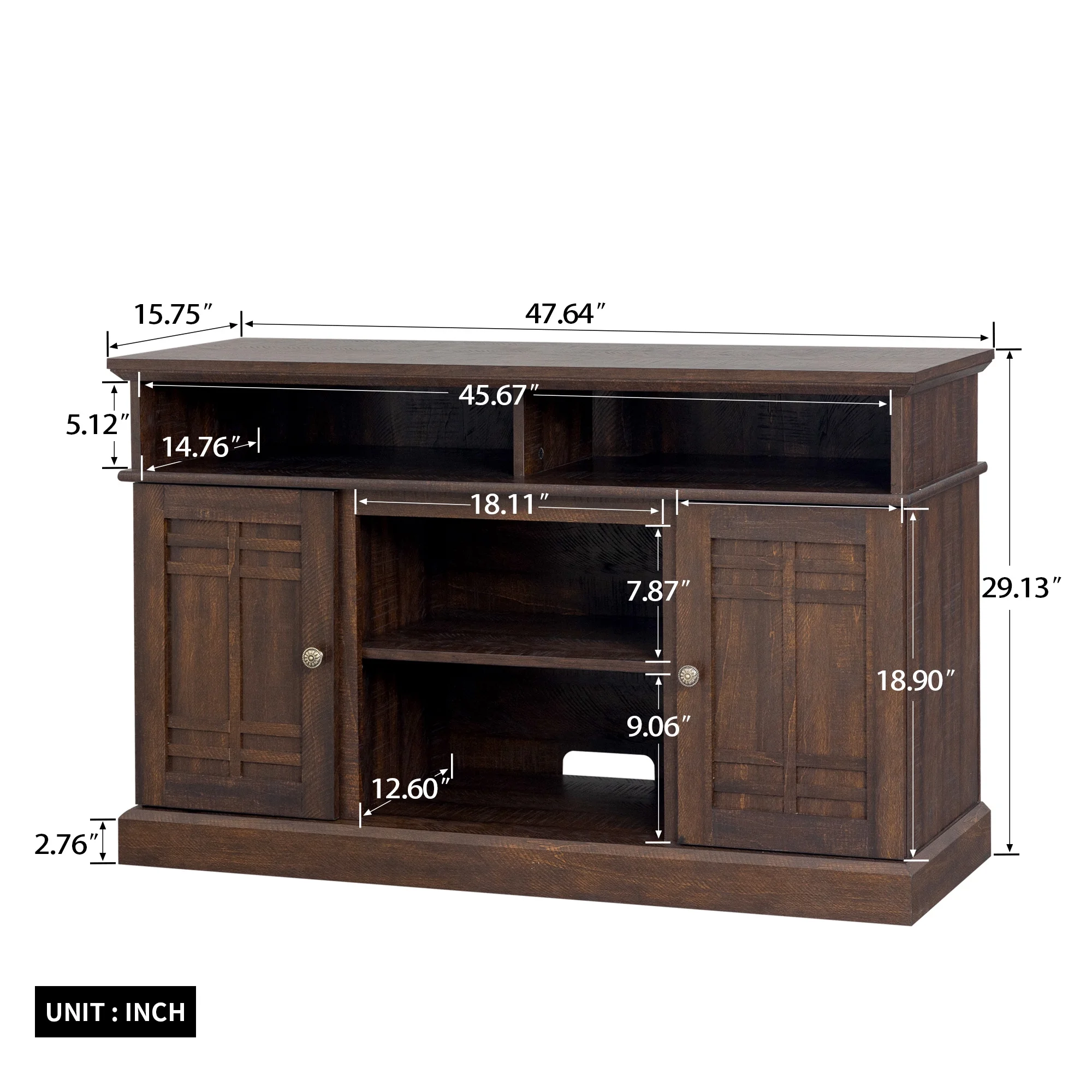Aukfa Electric Fireplace TV Stand for TVs up to 60", Wood TV Console Cabinet, Brown