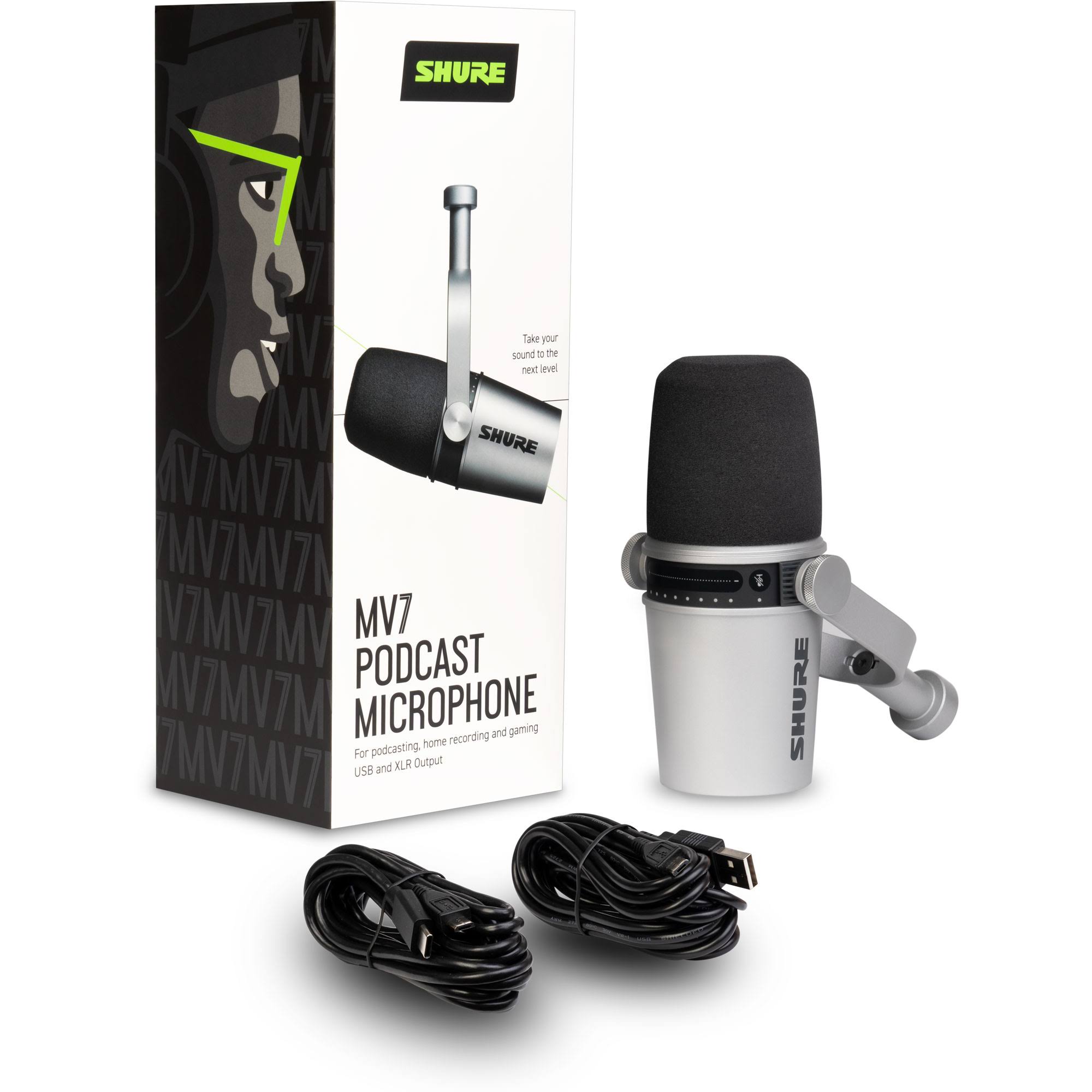 Shure MV7 USB Podcast Microphone - Silver