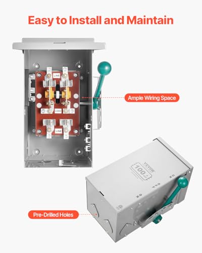 VEVOR 200A Generator Transfer Switch, 48000W Manual Transfer Switch, Heavy Duty Double-Throw Power 120/240V, Meeting NEMA 3R Standards, for Outdoor, Indoor, and Portable Generator ETL Certification