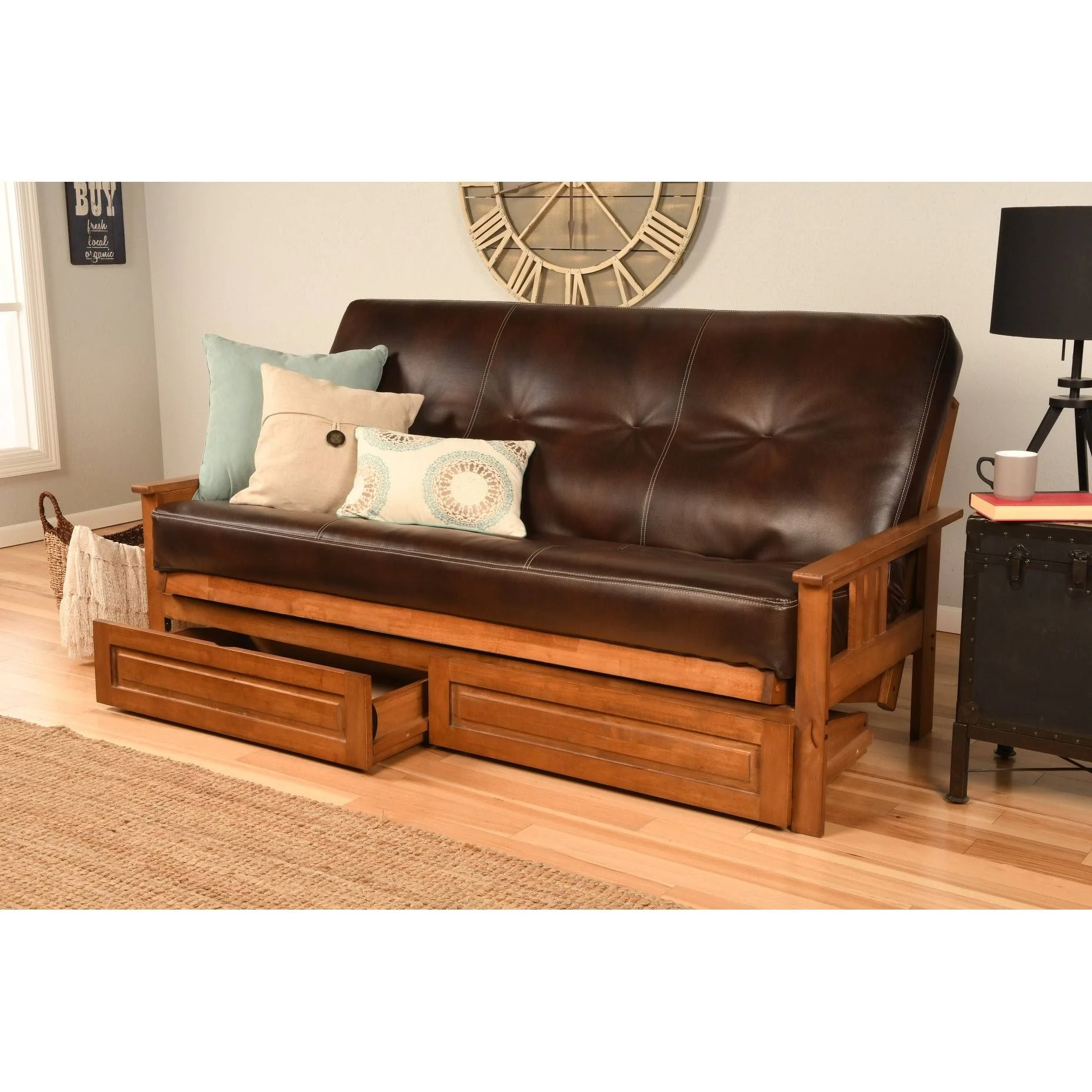 Porch u0026 Den Kern Full-Size Storage Futon with Suede Mattress Suede Peat Solid