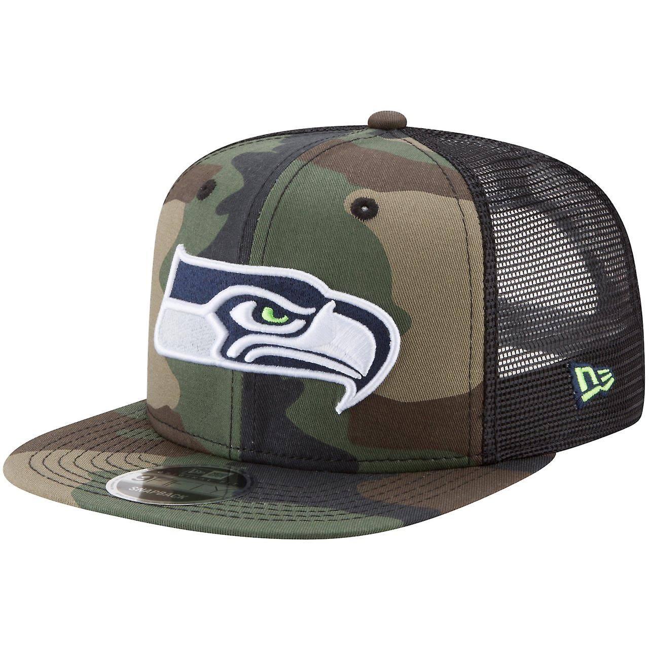 New Era Seattle Seahawks Woodland Camo/Black Trucker 9FIFTY Snapback Adjustable Hat