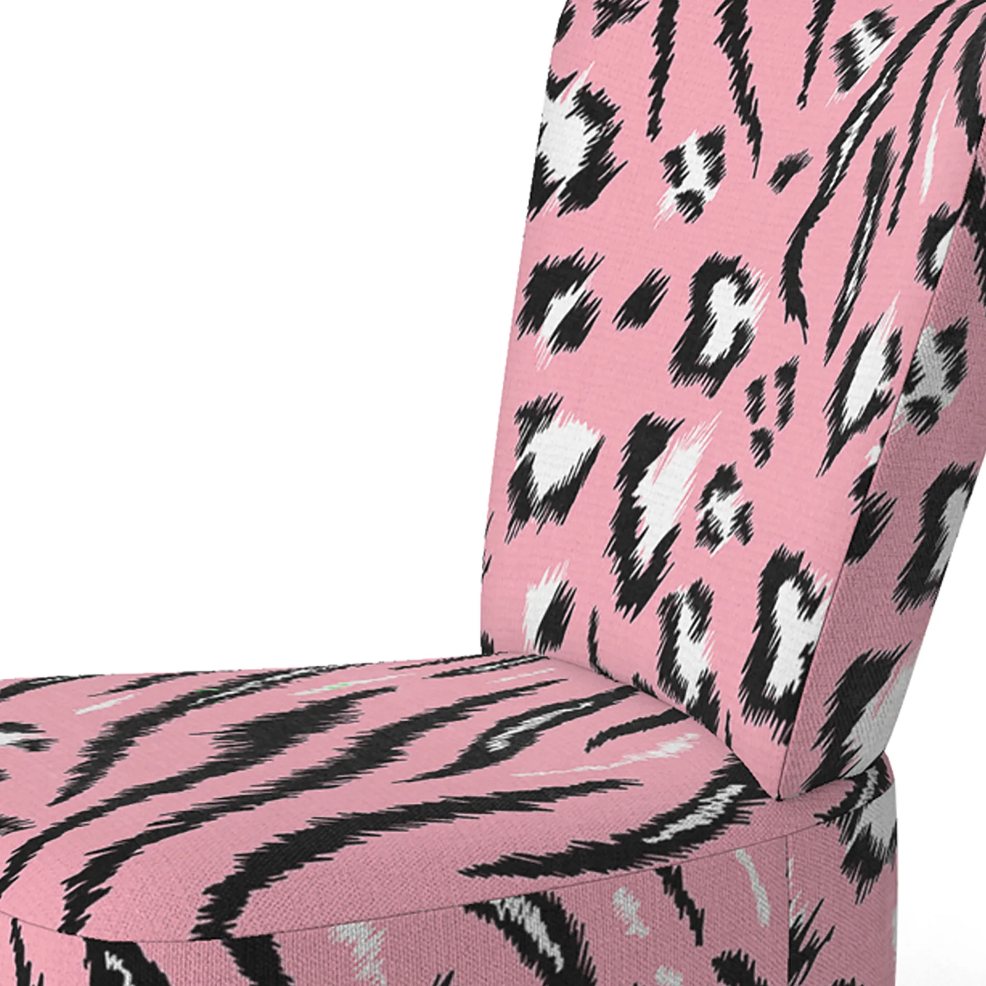 Designart "Pink Tiger and Leopard Pattern" Upholstered Cabin & Lodge Accent Chair and Arm Chair