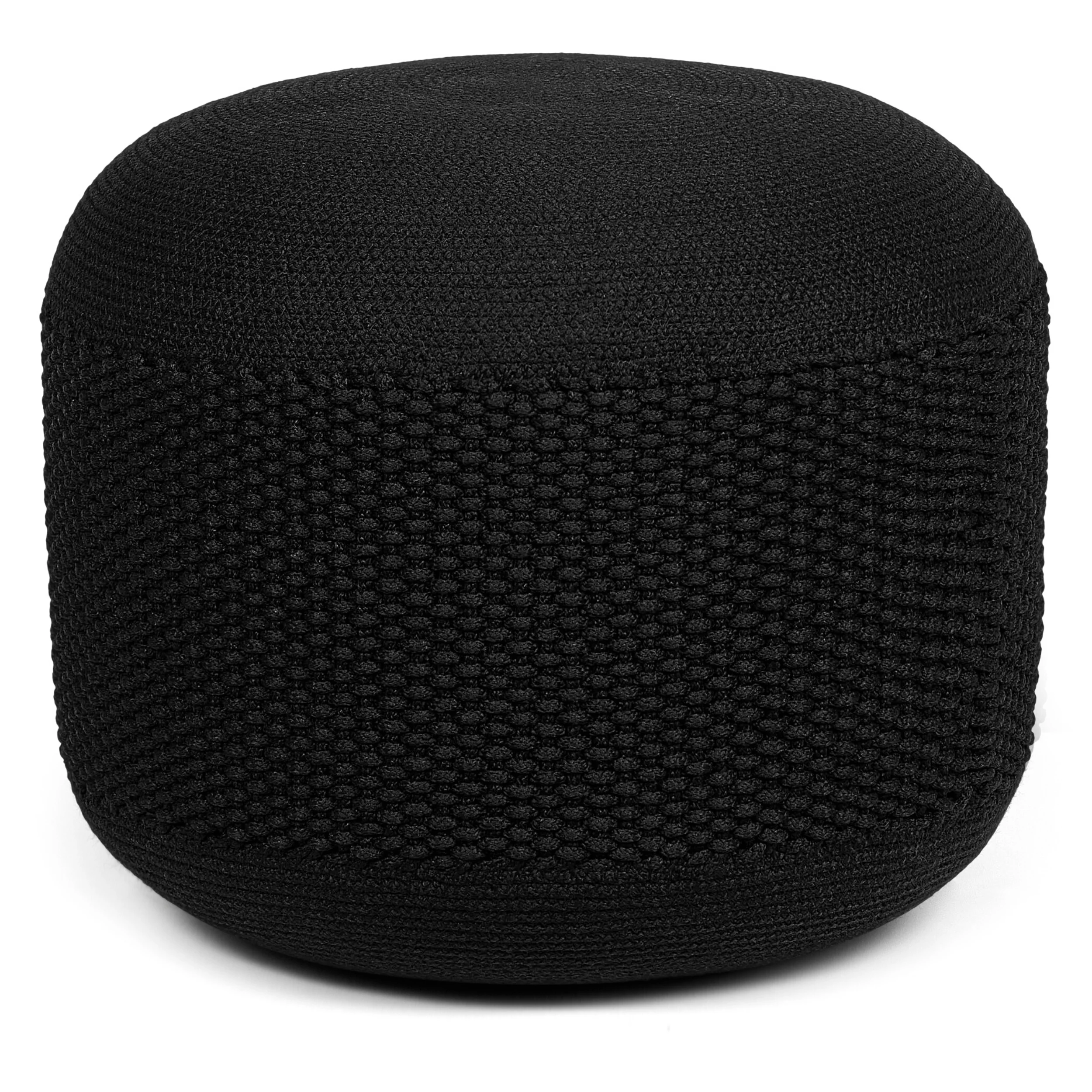 BirdRock Home Woven Knitted Indoor or Outdoor Pouf - Black