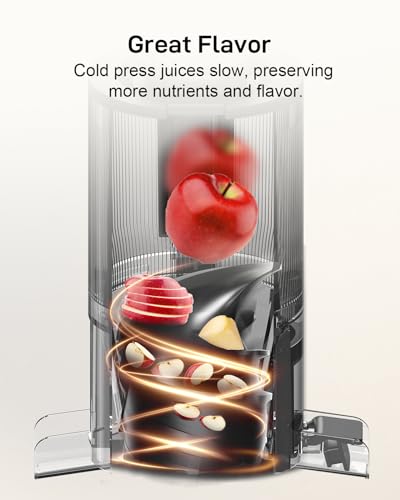 Whole Fruits Cold Press Juicer Machines, 4.3-inch (110mm) Powerful Wide Mouth Slow Masticating Juicer