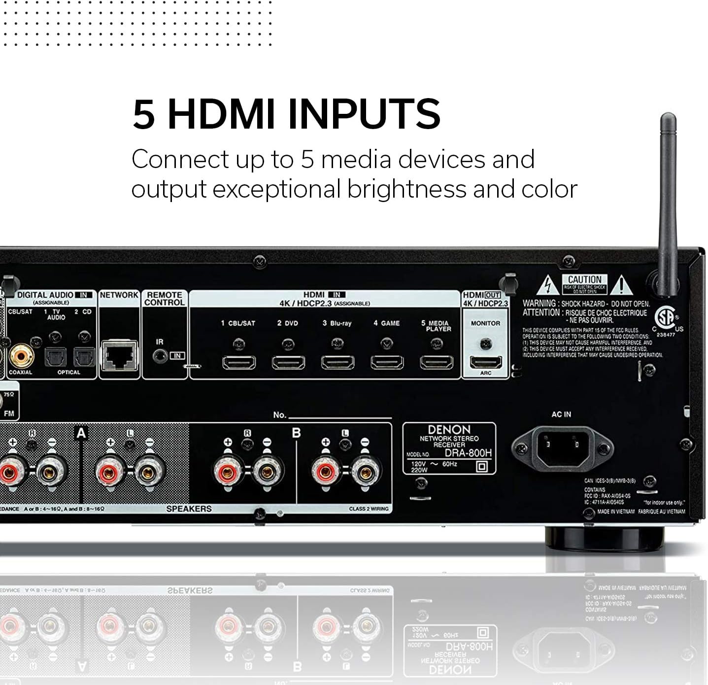 Denon DRA-800H 2-Channel Stereo Network Receiver for Home Theater | Hi-Fi Amplification | Connects to All Audio Sources | Latest HDCP 2.3 Processing with ARC Support | Compatible with Amazon Alexa