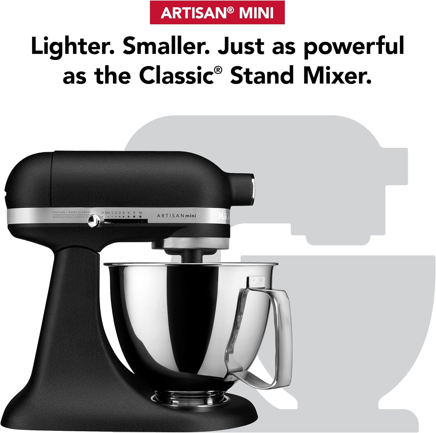 KitchenAid Artisan Mini 3.5 Quart Tilt-Head Stand Mixer - KSM3316X - Cast Iron Black and KitchenAid 3.5 Quart Tilt-Head Glass Bowl - KSM35GB