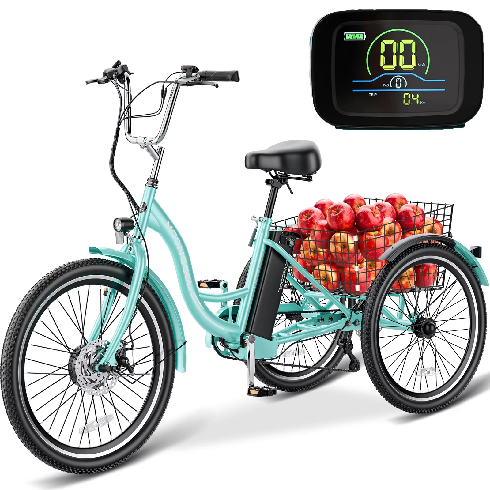 Lilypelle Electric Tricycle ,3 Wheel Motorized Bicycle,with 350W Motor 36V 10.4AH Lithium Battery ,24" Adults Electric Trike, Three Wheel Ebike E Bicycle with Basket