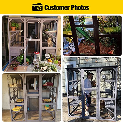Aivituvin Catio Outdoor Cat Enclosure Large Cat House for Mulitiple Cats Walk in Cat Cage with Tarp Roof 70"
