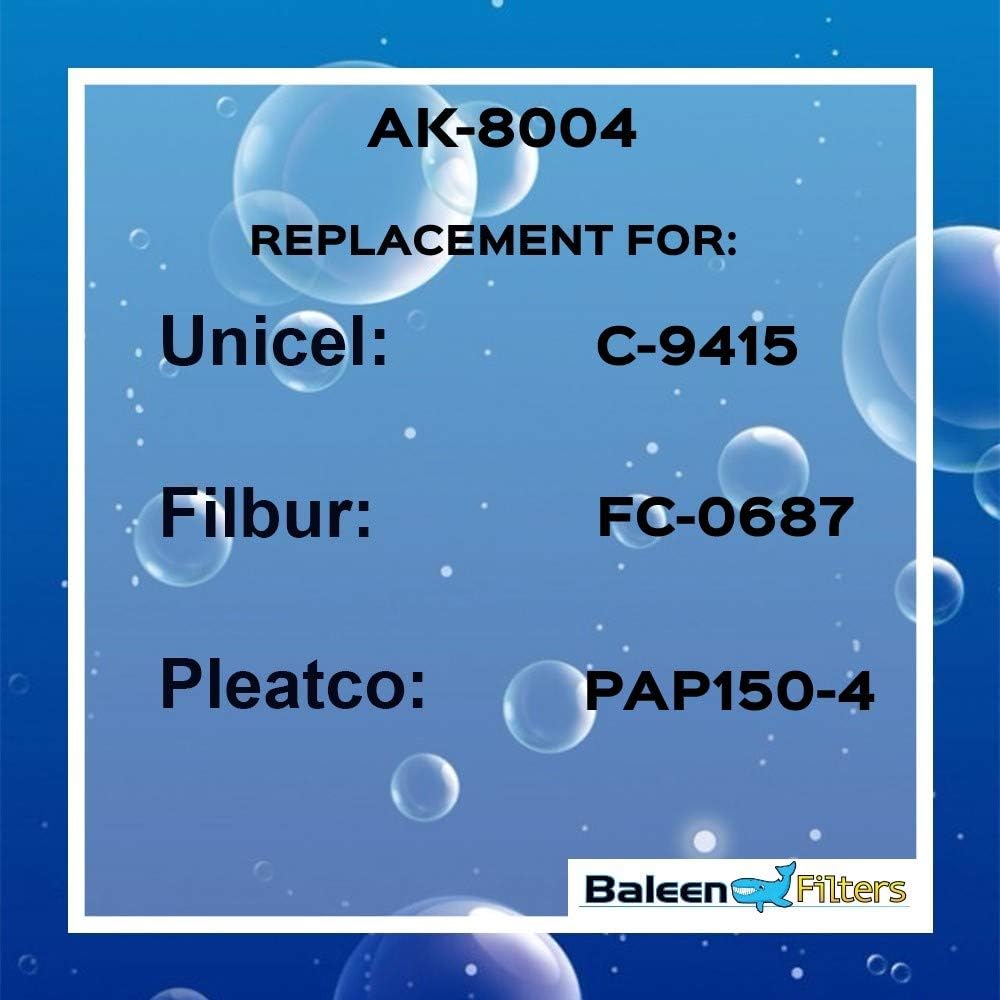 Baleen Filters 150 sq. ft. Pool Filter Replaces Unicel C-9415, Pleatco PAP150-4, Filbur FC-0687-Pool and Spa Filter Cartridges Model: AK-8004