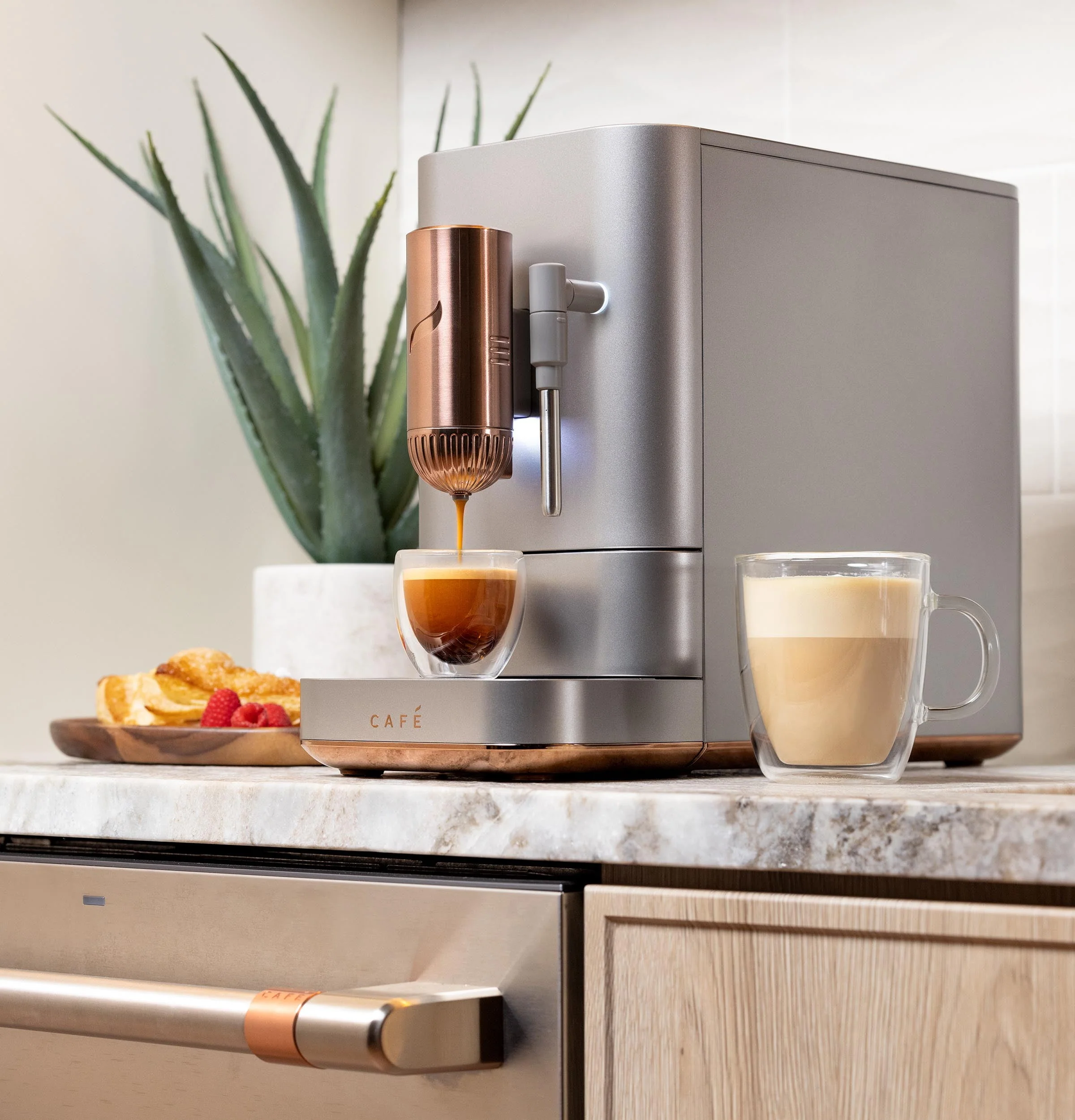 Café Affetto Automatic Espresso Machine + Milk Frother | Built-In & Adjustable Espresso Bean Grinder | One-Touch Brew in 90 Seconds | Matte Black, 1.2 Liter, (C7CEBBS3RD3)