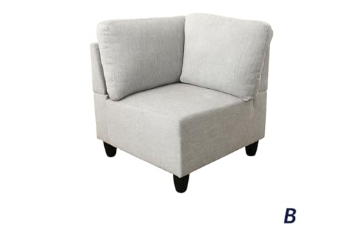 Beverly Fine Furniture Amoni 8 Piece U-Shape Modular Sectional Sofa, White Gray
