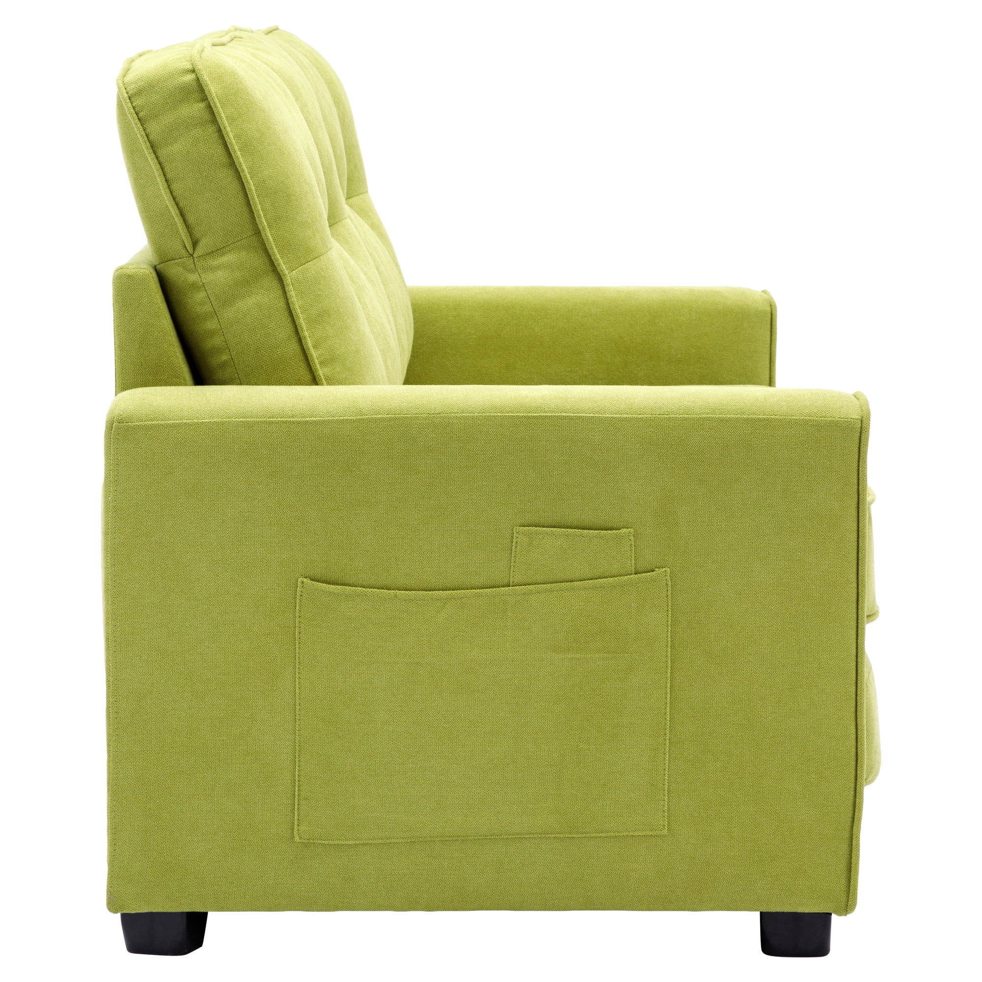 Churanty Convertible Sofa Bed Pull Out Sleeper Loveseat Sofa Chenille Upholstered Couch with Side Pockets for Small Space,Green - Curated Treasures Market