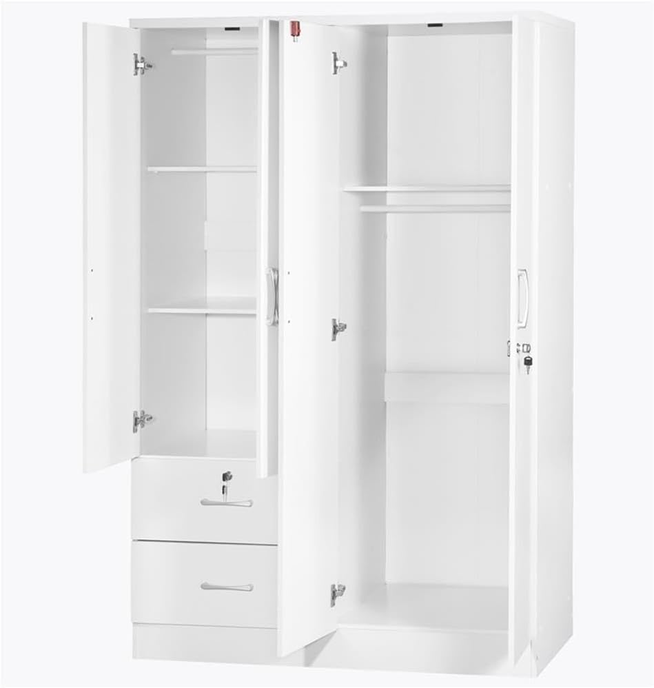 Pemberly Row Modern Modern Wood 4 Doors 2 Drawers Armoire in White