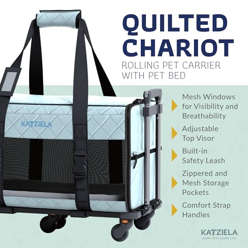 Pet Carrier Airline Approved - Dog Carrier with Wheels - TSA Airline Approved Dog Carrier - Rolling Pet Carrier with Wheels for Small to Medium Size Cat or Dog - Airplane Cabin Animal Friendly Luggage
