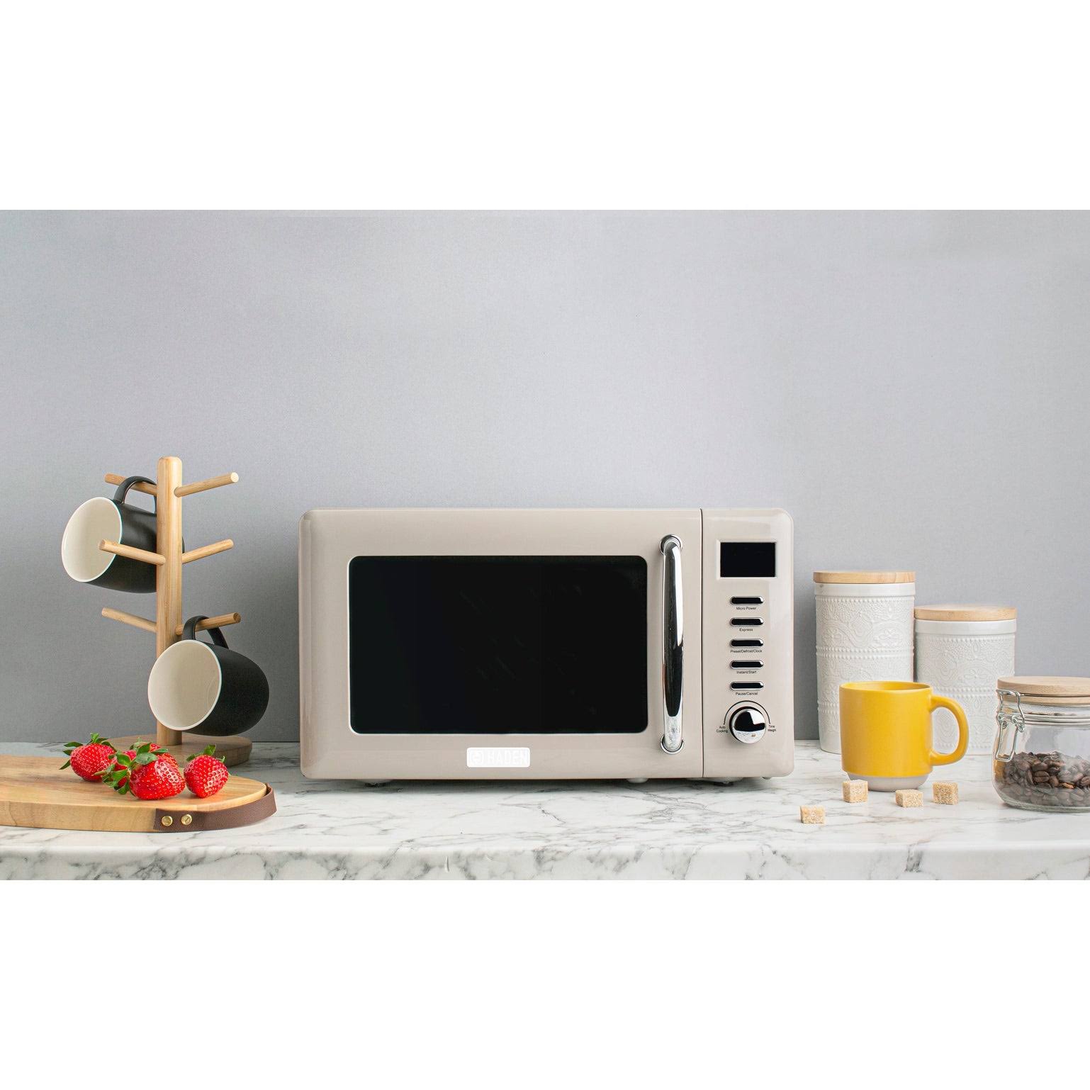 Haden Modern 700-Watt .7 Cubic Foot Microwave with Settings and Timer in Putty Beige 75030