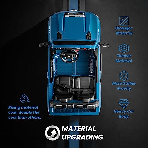 Track Seven 24V Ride on Car for Kids,Licensed Silverado HD 2 Seater Electric Car,Kids 24V 2 Seater Ride On Car with Remote Control,24V Ride on Truck,Music,ABC,Electric Vehicle, Blue