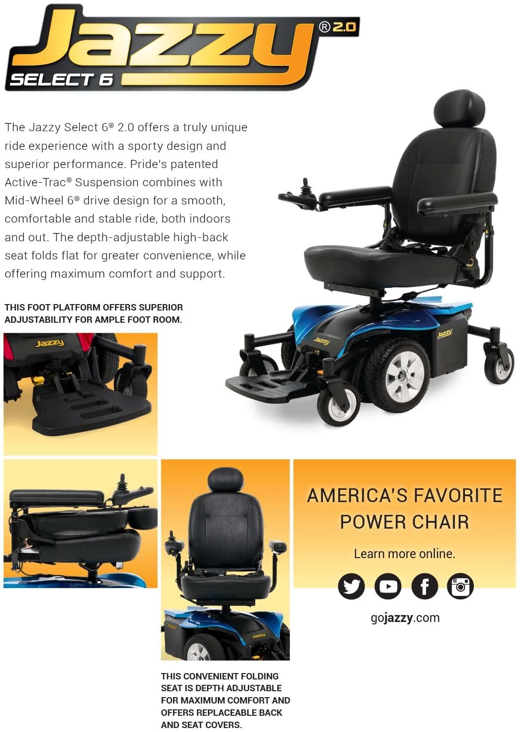 Pride Mobility Jazzy Select Group 2 Power Chair, Red, Mid Wheel Drive, Motorized Electric Wheelchair for Adults, 300 lbs. WC, Up to 4.3 MPH, 19 Miles Range Per Charge