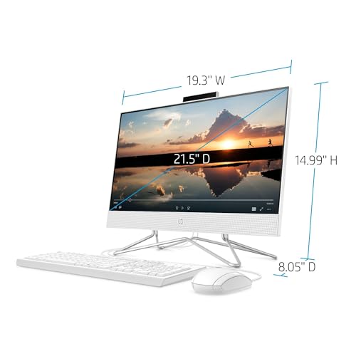 HP All-in-One Desktop Computer 2024 Newest, 21.5" 1080P FHD Display, Dual-Core Intel Celeron Processor, 8GB RAM, 256GB SSD, Privacy Webcam, Wi-Fi 5, Win 11 Pro, Mouse and Keyboard +HubxcelAccessory