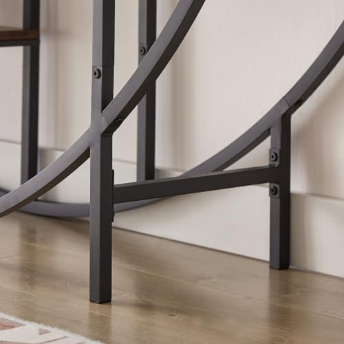 Plant Stand 5 Tier Tall Metal Plant Shelf for Indoor, Round Shaped Ladder Plant Shelf Holder, Plant Flower Pot Rack Display Stand for Living Room Patio Garden Balcony, Black+ Brown