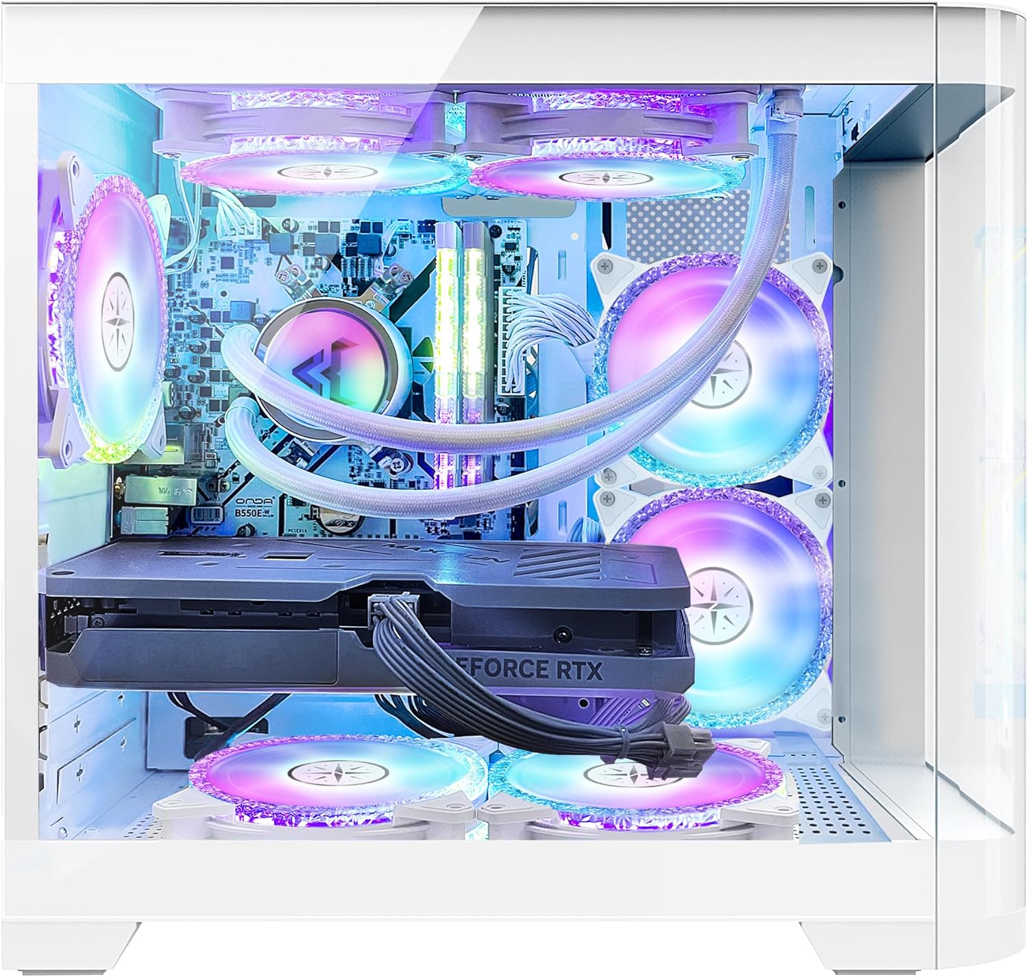 Poseidon White Gaming PC Desktop - AMD Ryzen 7 5700X 8-Core 3.4GHz - RX 6500 XT 4GB- 1TB M.2 SSD - 32GB DDR4 3200MHz RAM - 240mm AIO CPU Liquid Cooler - Windows 11 Pro Computer