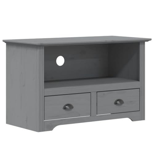 XAVIER Entertainment Center Television Stands Tv Table Tv StandTV Stand with 2 Drawers BODO Gray 35.8"x16.9"x22" Solid Wood Pine Suitable for Office, Meeting Room, Living Room, Hallway