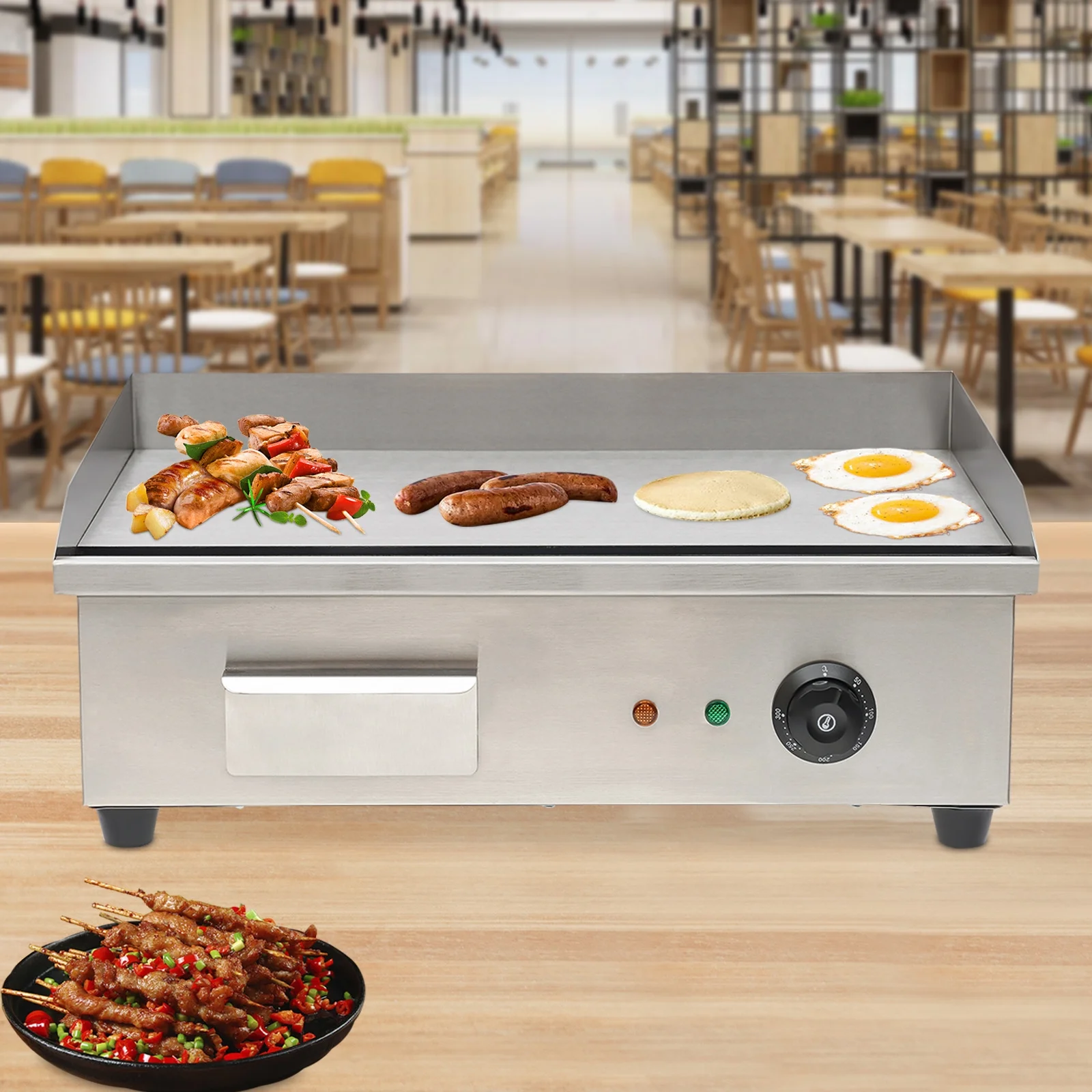 3000w Electric Countertop Griddle Flat For Restaurant Grill BBQ Thermostat 22"