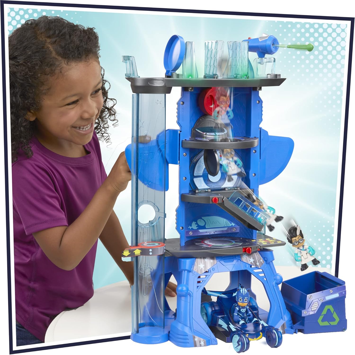 PJ Masks Deluxe Battle HQ Preschool Toy, Headquarters Playset with 2 Action Figures, Cat-Car Vehicle, and More for Kids Ages 3 and Up Pack of 2