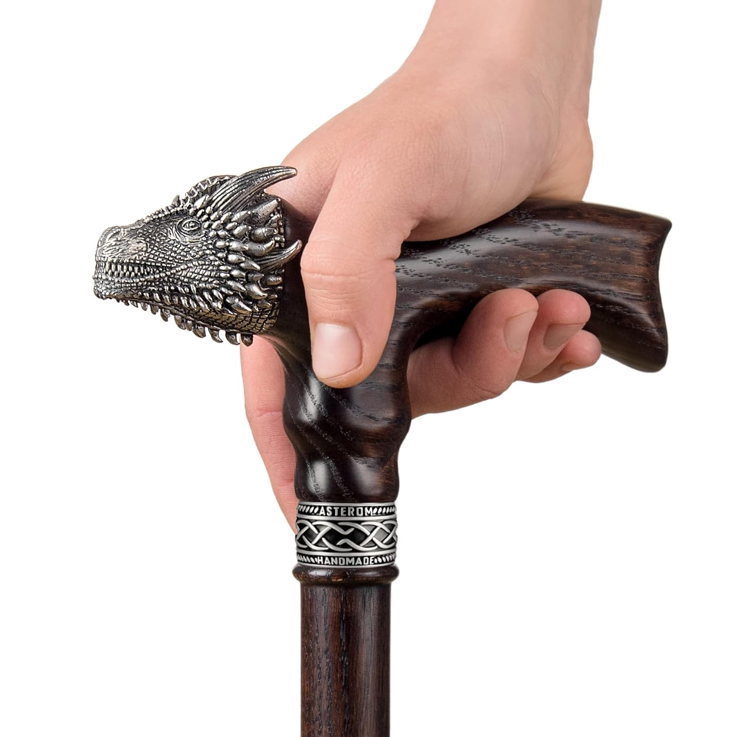 Asterom Handmade Wooden Walking Cane for Men and Women - Dragon - Fashionable Walking Stick Unique Wood Cane