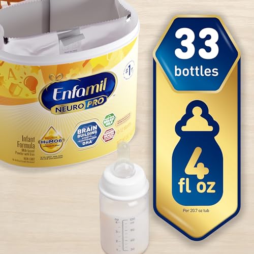 Enfamil NeuroPro Baby Formula, Milk-Based Infant Nutrition, MFGM* 5-Year Benefit, Expert-Recommended Brain-Building Omega-3 DHA, Exclusive HuMO6 Immune Blend, Non-GMO, 124.2 oz​