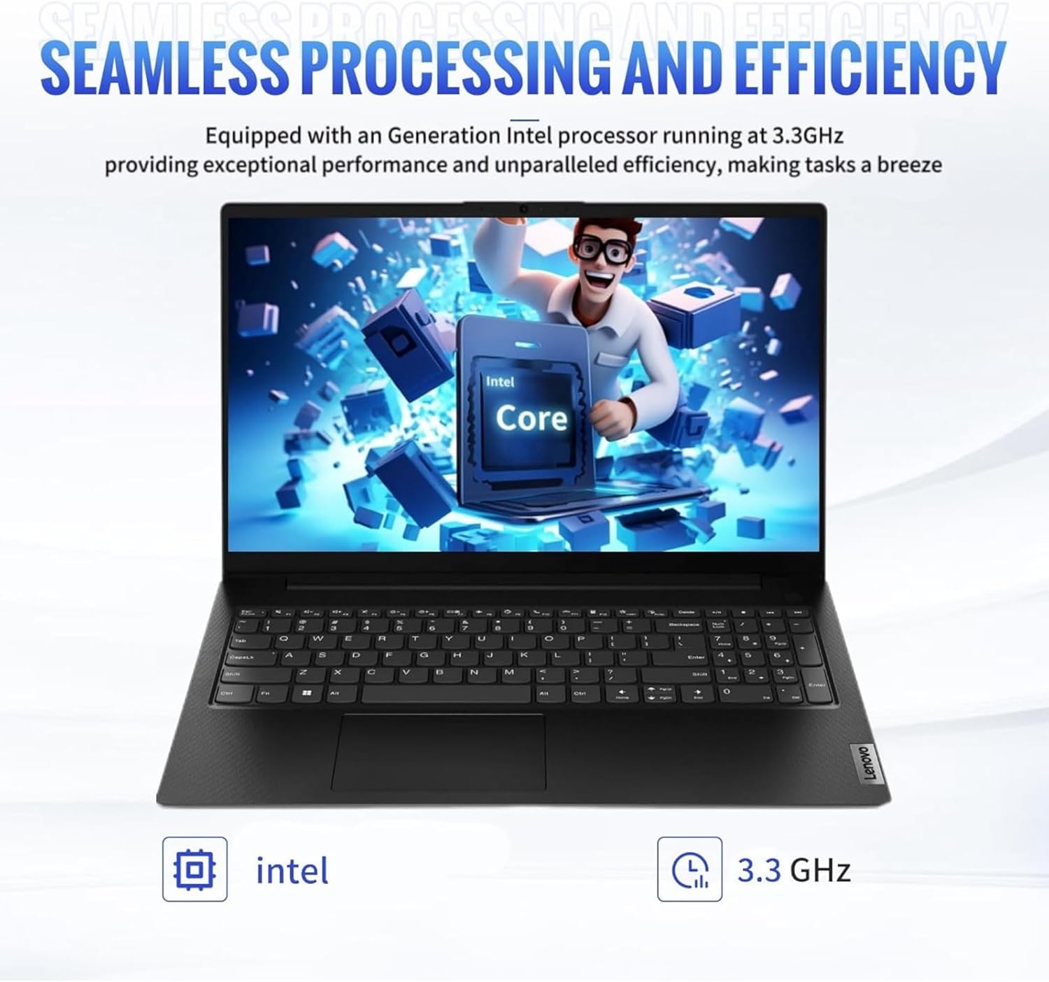 Lenovo Newest 15.6"" Laptop, 16GB RAM, 1TB SSD Storage, 15.6"" FHD (1920 x 1080) Display, Ethernet Port, HDMI, USB-C, WiFi & Bluetooth, Intel Dual-core Processor, Windows 11 Home, Black