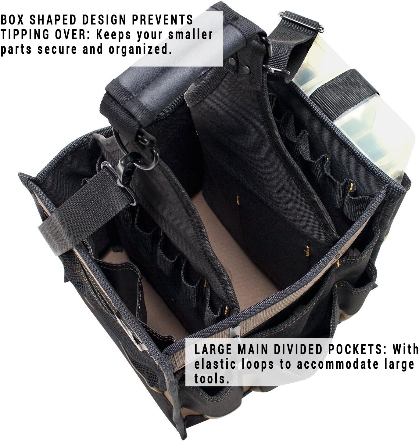 CLC Custom LeatherCraft 1528 Large Electrical and Maintenance Tool Carrier, 22 Pocket , Black , 11 x 10 x 19h Pack of 2