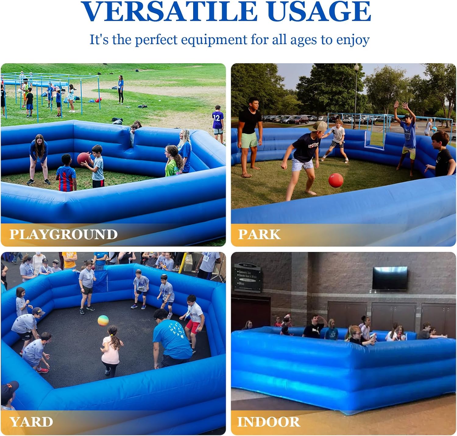 Heavy Duty Gaga Ball Pit Inflatable Gagaball Court with Electric Blower - Inflates Under 2 Minutes - Indoor Outdoor Gaga Ball Pit kit Foldable for Recess Playground Summer Camp Activities, 15FT