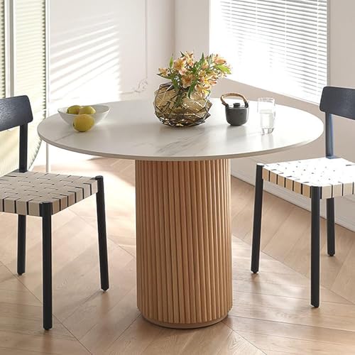 Pine Wood Round Dining Table,Farmhouse Kitchen & Dining Room Tables,Wooden Pedestal Table Leisure Coffee Table,Modern Dining Room Table for 2,4(27.6" L x 27.6" W x 29.5" H, Light Wood)