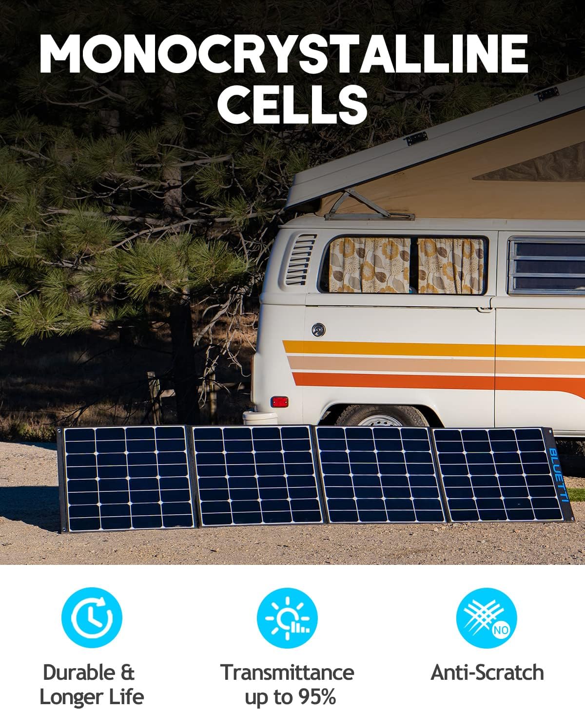 BLUETTI SP350 350W Solar Panel for AC200MAX/AC200P/AC300/EB240/EB150 Portable Power Stations with Adjustable Kickstand, Foldable Solar Power Backup for Outdoor Camping,Off Grid System