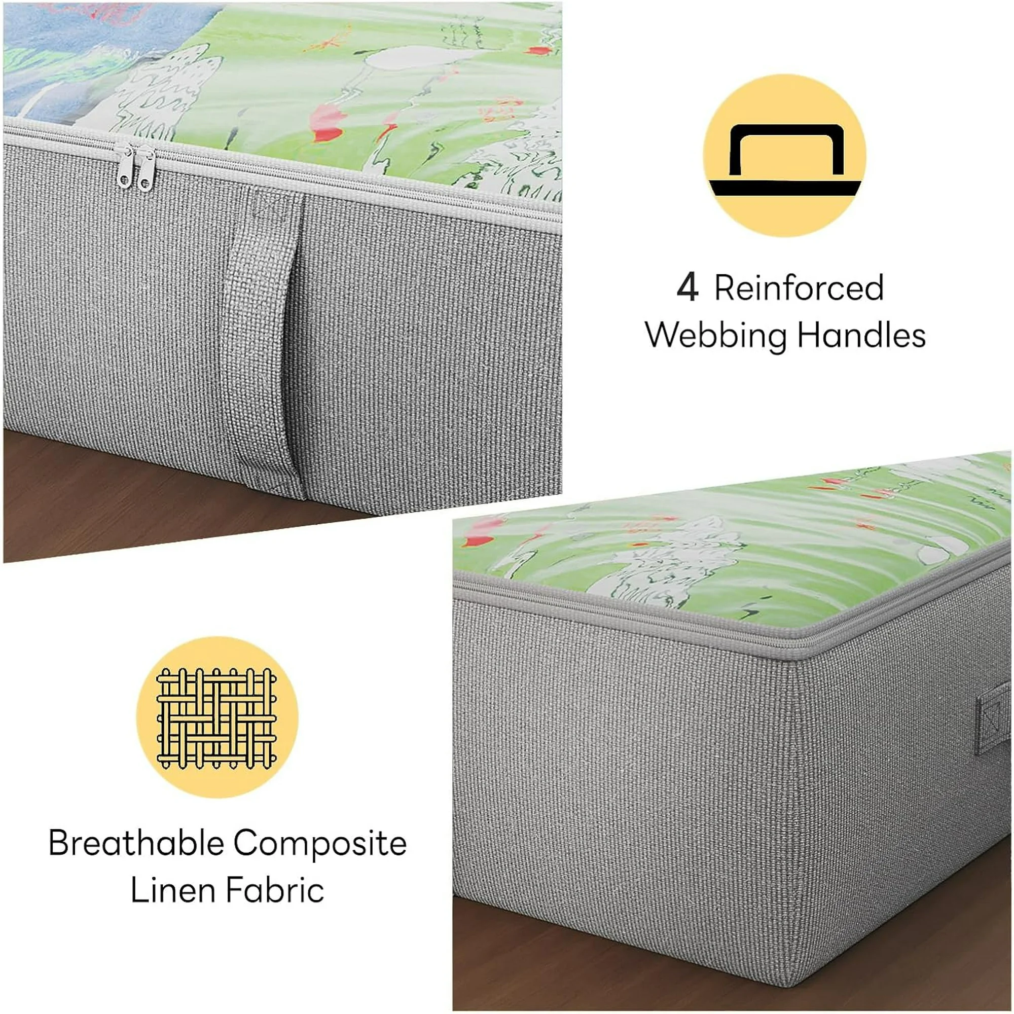 2-Pack Under Bed Storage Containers, 6 Inches Tall Underbed Clothes Storage Organizer Bin with Sturdy Sidewalls/Bottom, Underbed Storage Bins 2 Storage Thin Bins