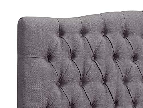 Elle Decor Celeste Tufted Upholstered Padded Headboard with Contemporary Button Tufting, Soft Linen-Textured Fabric, King Size, Beige Weave