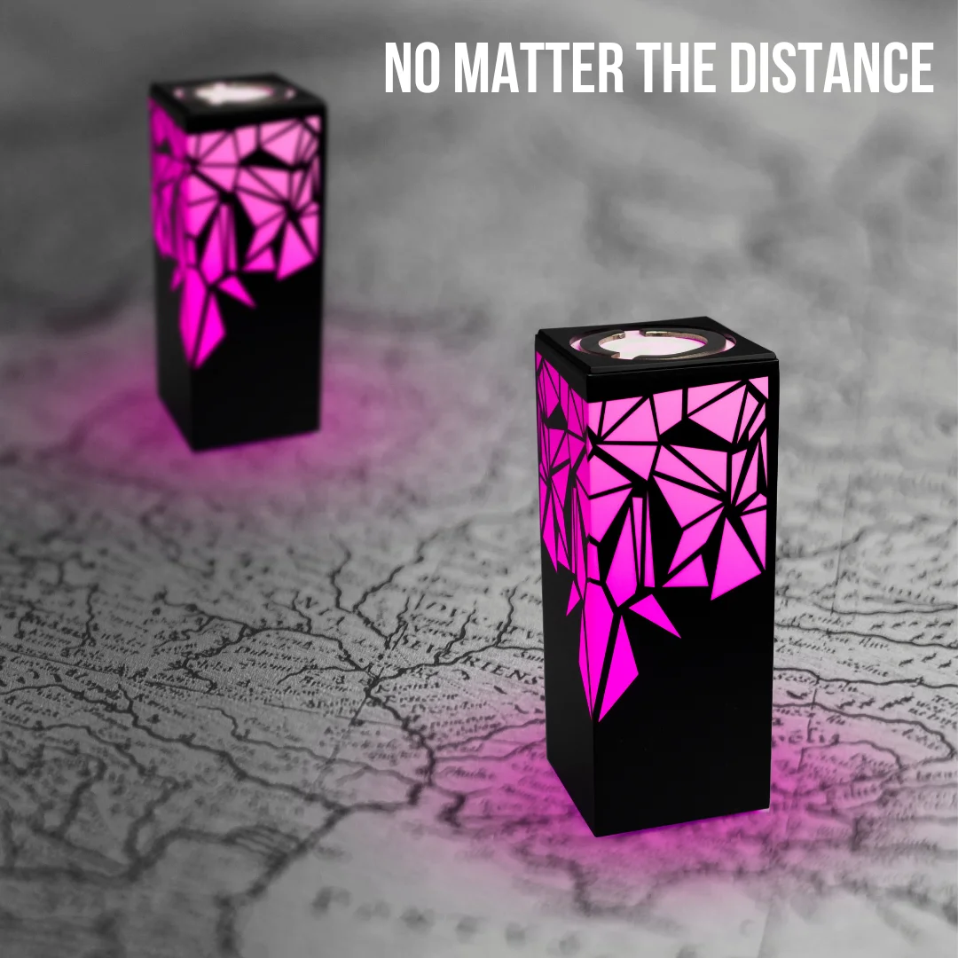 Telepathy Lamp - Long Distance Wifi Touch Lamp by Zoci Voci - Raining Diamonds Design | Unique Handmade Gifts 200+ Colors, Gloss Finish (Set of 3 Lamps)