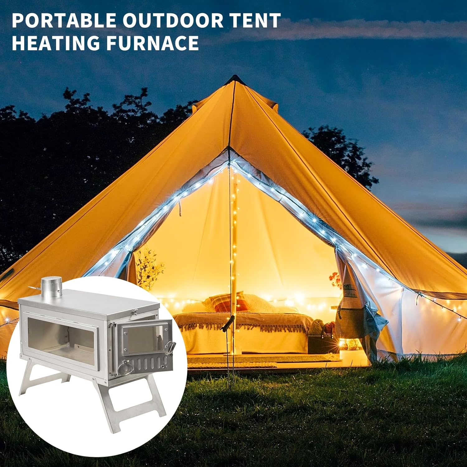 Camping Wood Stove,Hot Tents folding furnace bbq Wood Stove Stainless Steel With Folding Pipe Portable Wood Stove For Camping chimney Pipes for Tents Shelter Heating Outdoor Cooking