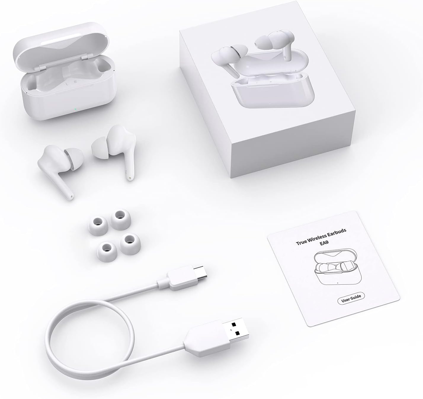 Wireless Earbuds, Bluetooth 5.0 Headphones Waterproof Wireless Headphones with 30H Playtime, Noise-Canceling Mic, in-Ear Ear Buds with Charging Case for Work/Travel/Gym Pack of 2