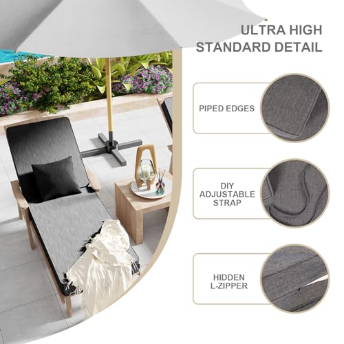 Outdoor Water-Resistant Olefin Chaise Lounge Cushions with Pillow, Weather and Fade Resistant Patio Furniture Lounge Chair Cushion Ideal for Patio, Lawn, Garden, Turquoise, 72"L x 21"W x 5"T