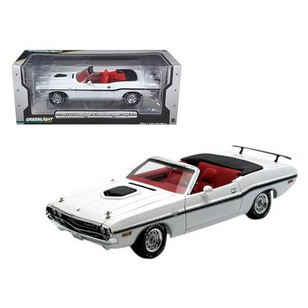 Greenlight 12819 1970 Dodge Challenger R u0026 T Convertible White 1-18 Diecast Car Model