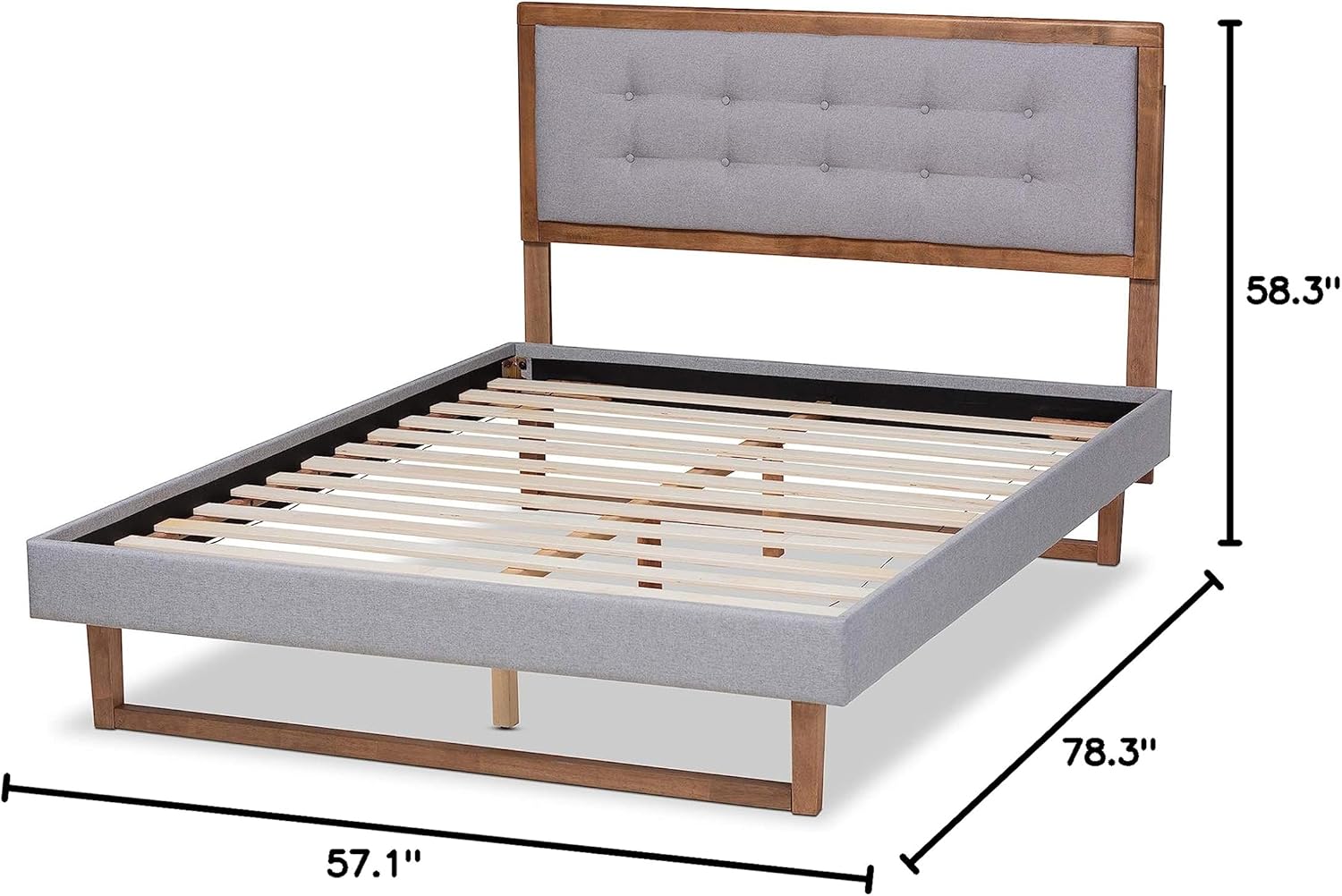 Baxton Studio Beds (Platform), Full, Light Grey/Ash walnut