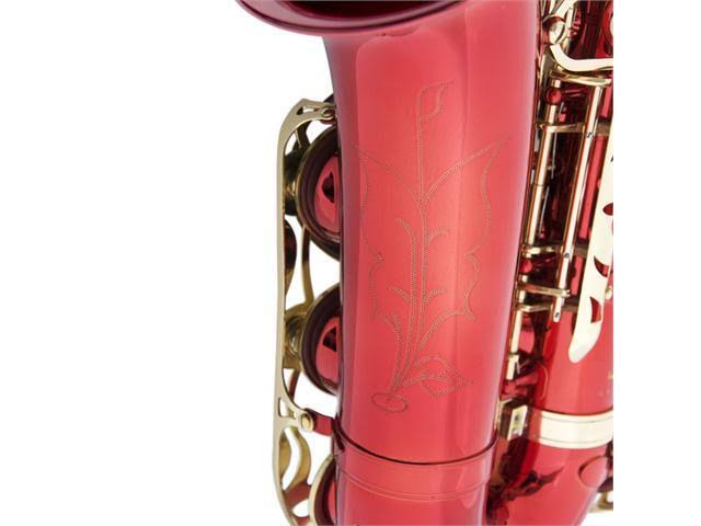 Mendini by Cecilio E-flat Alto Saxophone, Red Lacquered + Tuner, Case, Pocketbook - MAS-RL+92D+PB