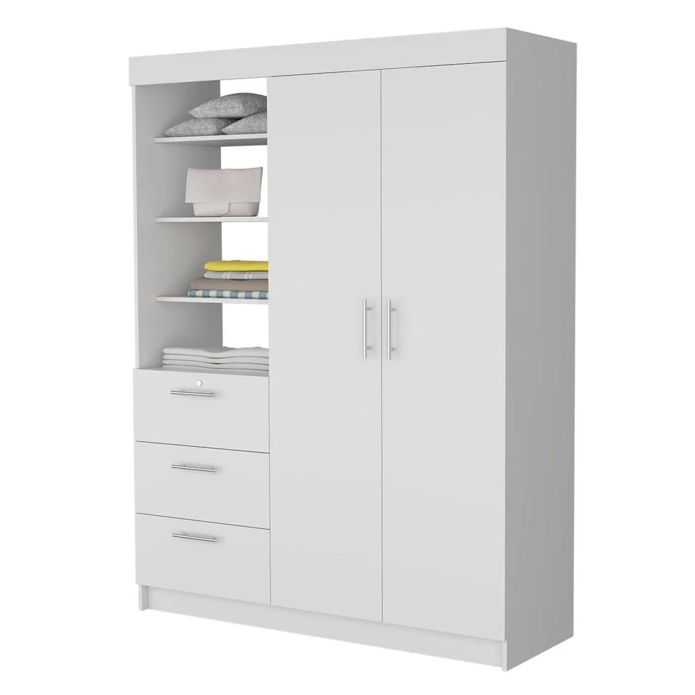 FM FURNITURE LLC Tempe 3 Drawers Armoire ,White