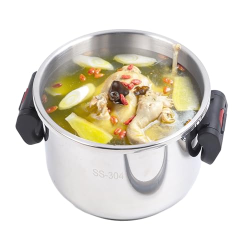 Stainless Steel Pressure Cooker, 2 Gear Pressure Cooking Pot Stainless Steel Pressure Canner with Foldable Handle Universal Pressure Cooking Pot for Induction Gas Stove Open Flame