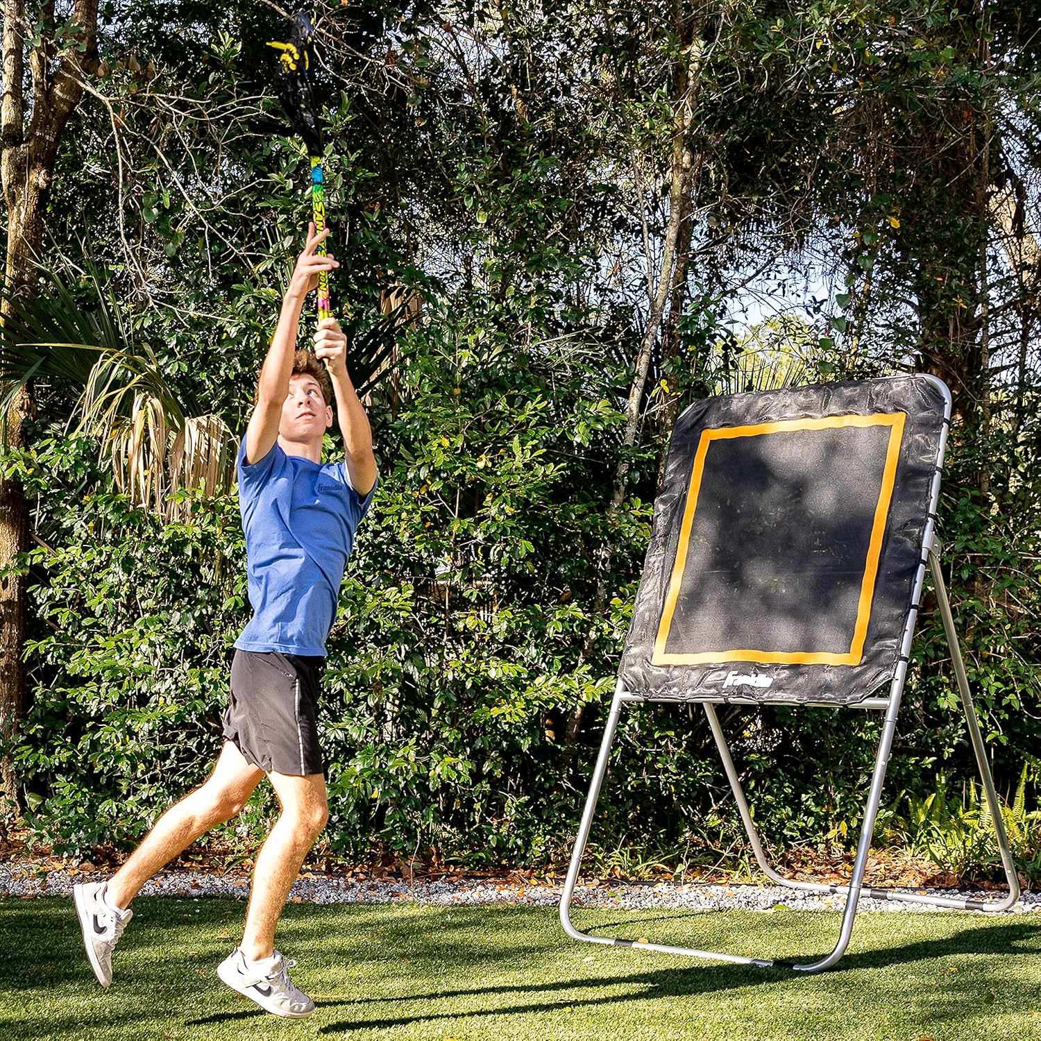 Franklin Sports Lacrosse Rebounder - Lax Bounce Back Net + Rebounder - Portable Shooting Practice Training Aid for Kids + Adults - 4' x 3'