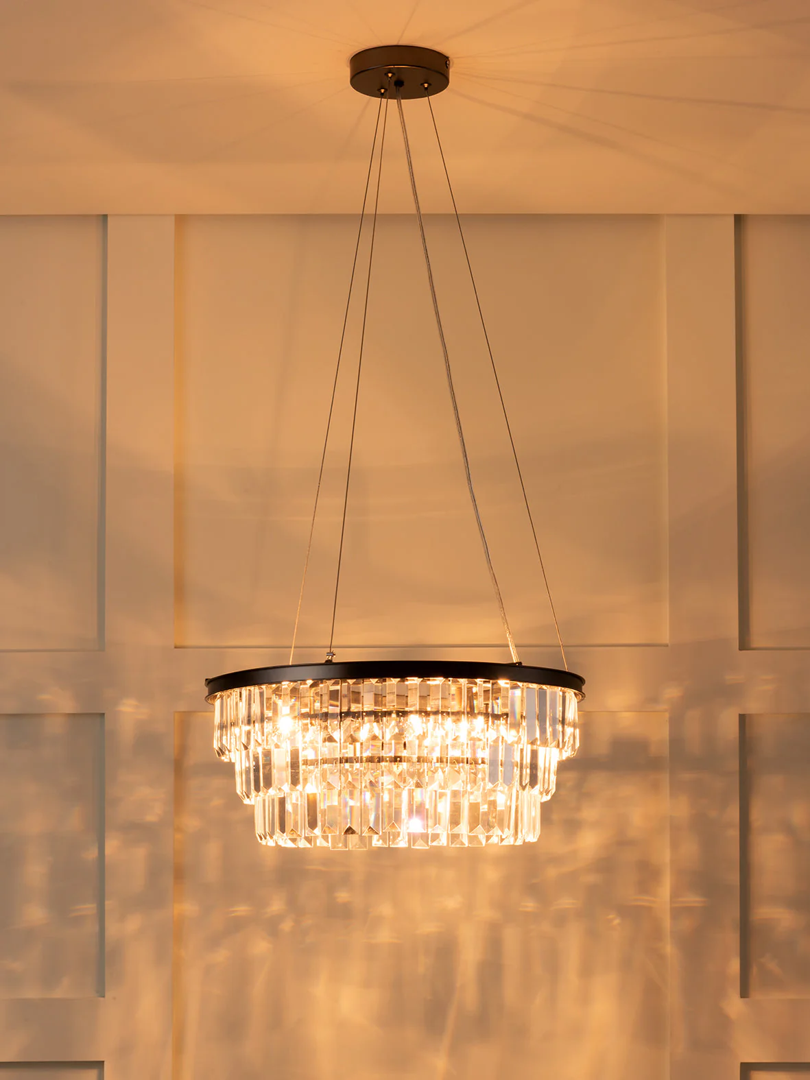 Alila - 5 light graphite silver tiered crystal glass chandelier