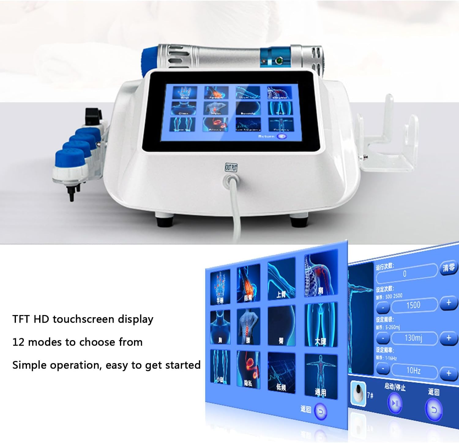 Shockwave Therapy Machine,with 7 Massage Heads, Shock Wave Machine,for Body Muscle Massager,Machine for Joint and Muscle Pain Relief,Painless